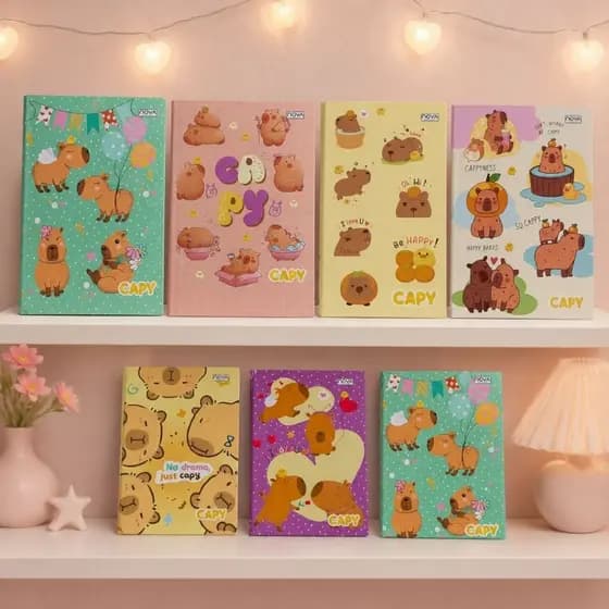 Caderno Escolar Brochura Capivara 96 Folhas Capa Dura - Escolha sua Opção/ Capa Sortida