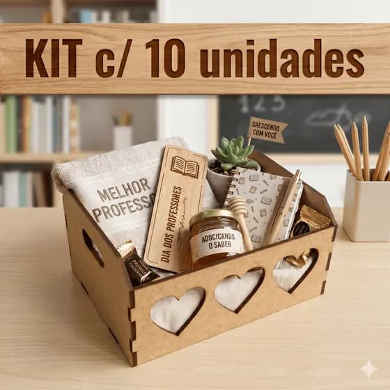 Kit 10 Caixote Coração MDF 15x10 Ideal para Decoração de Eventos
