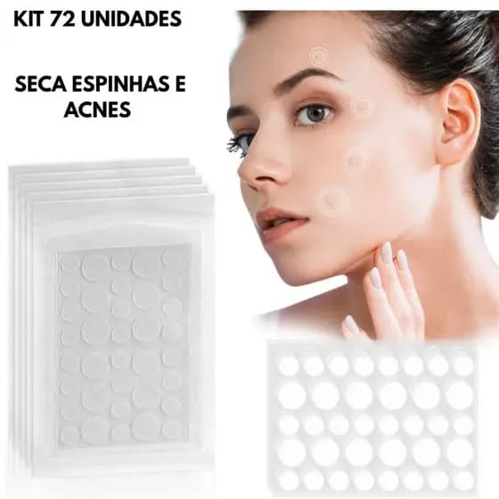 Kit 72 Adesivos Seca Espinha e Acnes Hidrocoloide