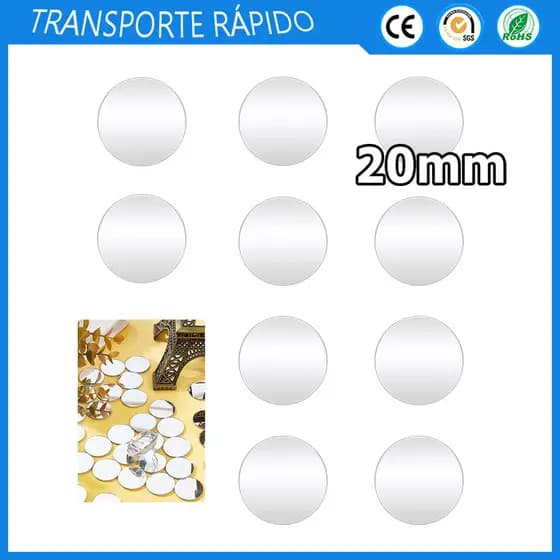 10x Folhas de espelho redondo folhas de espelho acrílico autoadesivas para entradas banheiros pias salas de estar 20mm