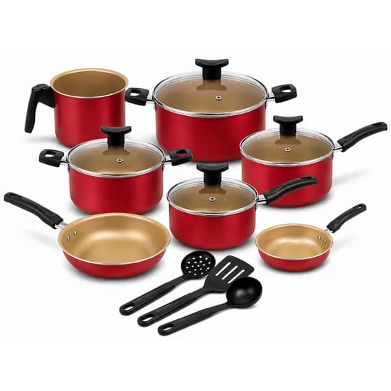 Conjunto Panelas Antiaderente 10 Peças Teflon Várias Cores