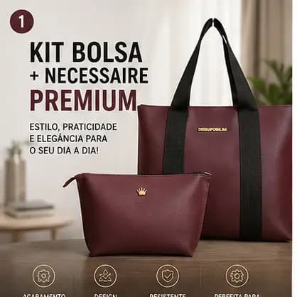 Bolsa Feminina Tote Grande Ombro Kit Bolsa + Necessaire