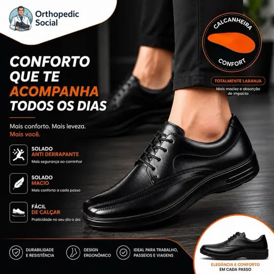 Sapato Social Masculino Linha Confort Super Macio Palmilha EVA Entrega Imediata Preço de Fábrica