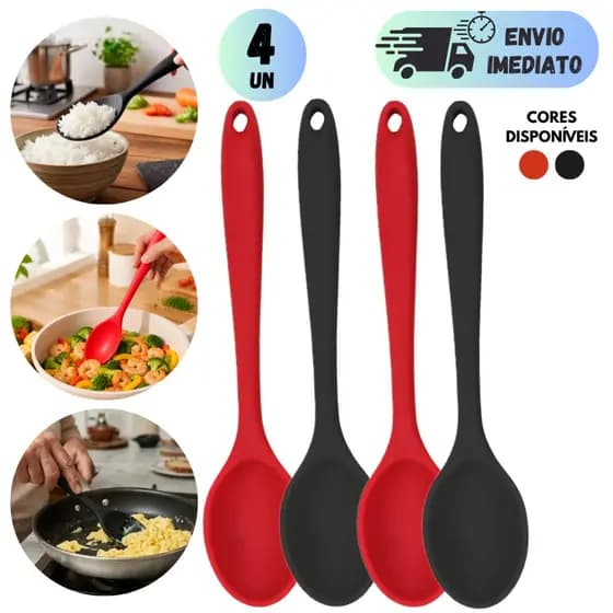 COLHER DE ARROZ GRANDE EM SILICONE 28CM PARA PANELA ANTIADERENTE RESISTENTE UTENSÍLIO DE COZINHA