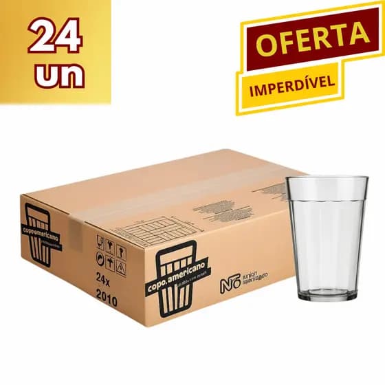 Copo Americano 24 Peças Bar Restaurante Boteco Cerveja Vidro 190ML