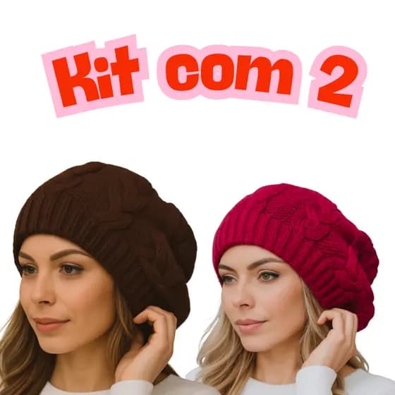 KIT 2 TOUCAS FEMININAS BEANIE | ESTILO INVERNO | CORES CLÁSSICAS E MODERNAS