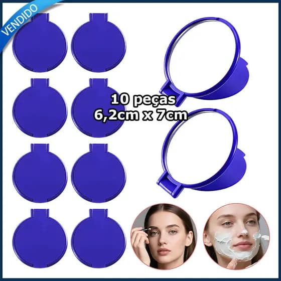 10 peças Espelho de Bolsa Espelho Real Espelho de maquilhagem redondo espelho de bolsa espelho mágico - Azul