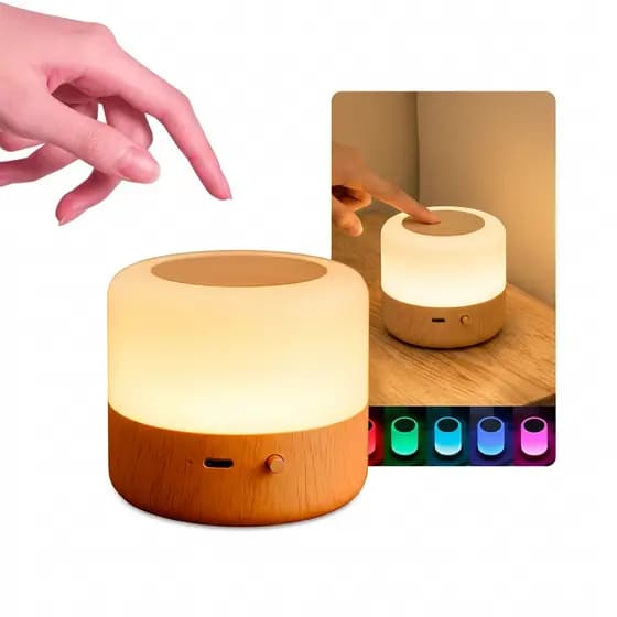 Abajur Recarregável Luminaria de Mesa Led Rgb Touch Sem Fio USB Sensível ao Toque c/ Mudança de Cor