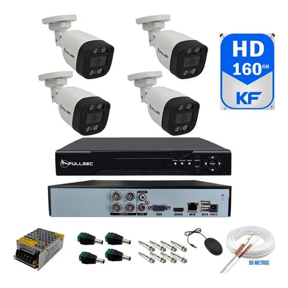 Kit 4 Câmeras Segurança Bullet Fullsec Gravador Hd 160gb