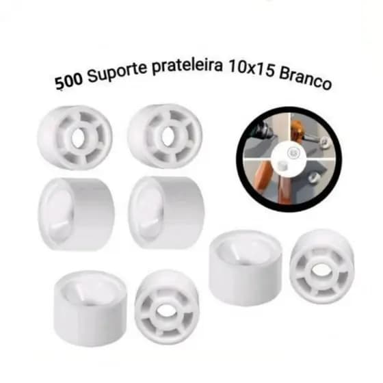 Kit 500 Suportes para Prateleira 10x15 – Branco Redondo para Montagem de Móveis