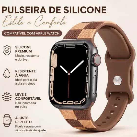 Pulseira Silicone Pino LV Estampa Moderna Para Apple Watch Series 1 2 3 4 5 6 7 8 9 10 11