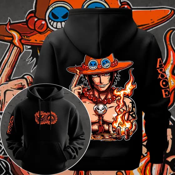 Moletom Canguru Blusa De Frio Asce Ace Puinho De Fogo Barba Branca Capitao One Piece Anime Unissex
