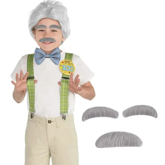 Estone Conjunto Bigode , Barba E Sobrancelhas Falsa , Kit Cinza , Festa Halloween