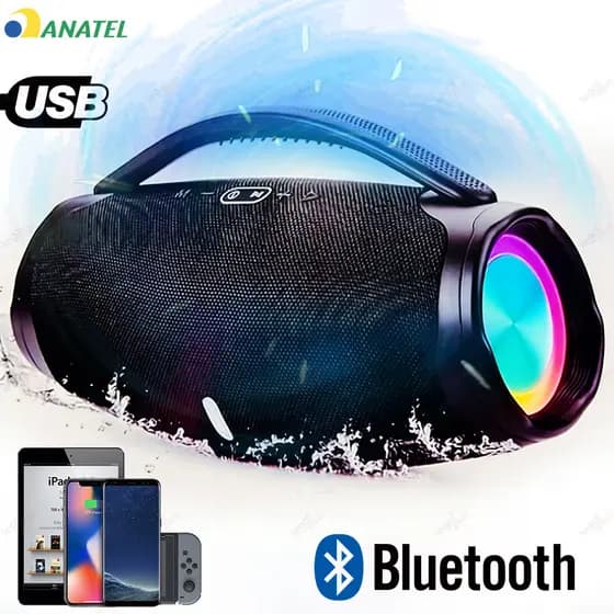 Caixa de Som Boombox 3 Bluetooth 70W Resistente Compacta 23CM com Entrada para Pen-Drive