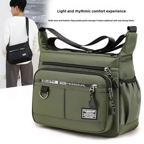 Grande capacidade bolsa de ombro mochila resistente impermeável Nylon saco de masculino crossbody