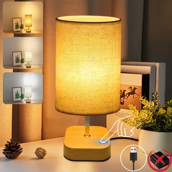 Lâmpada De Mesa De Madeira Moderna Alimentada Por USB Luz De Noite Para Iluminação Do Quarto abajur