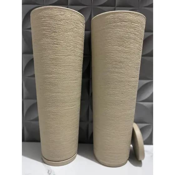 Kit 2 Vasos Para plantas Coluna Ibiza Escovada com Prato Coletor