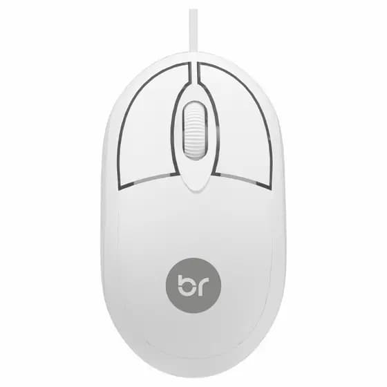 Mouse com Fio USB Óptico Branco para PC e Notebook Bright