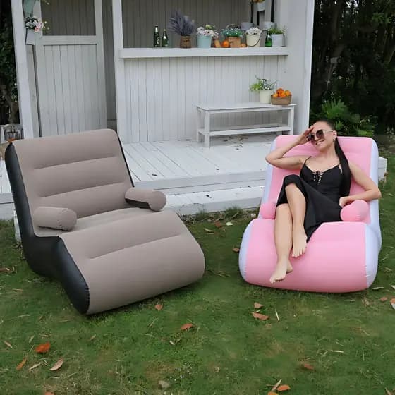 Sofá Inflável Portátil Braços Apoio Cama Espaçoso Resistente Conforto Descanso Casa