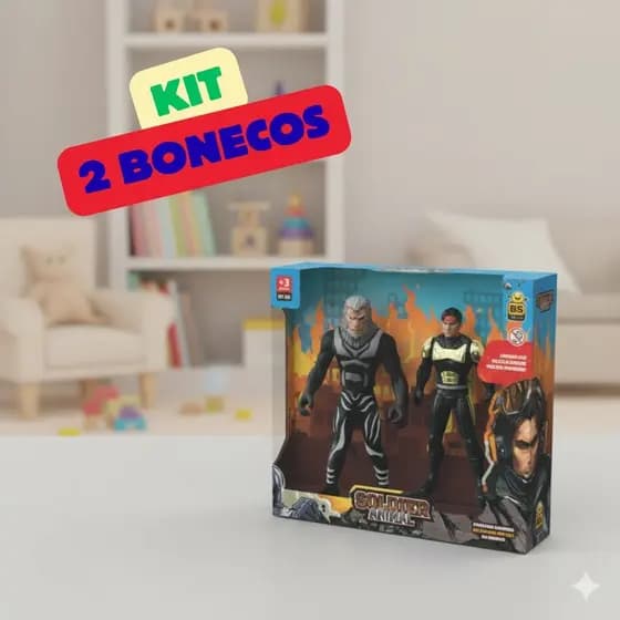 Kit Brinquedo Infantil 2 Bonecos Heróis Batalha Animais Guerra Fantasia Criança Sortido