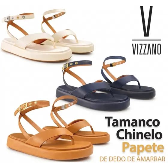 Tamanco Papete Vizzano Feminino de Dedo com Amarração Confortável Casual Leve Moda Verão Dia a Dia