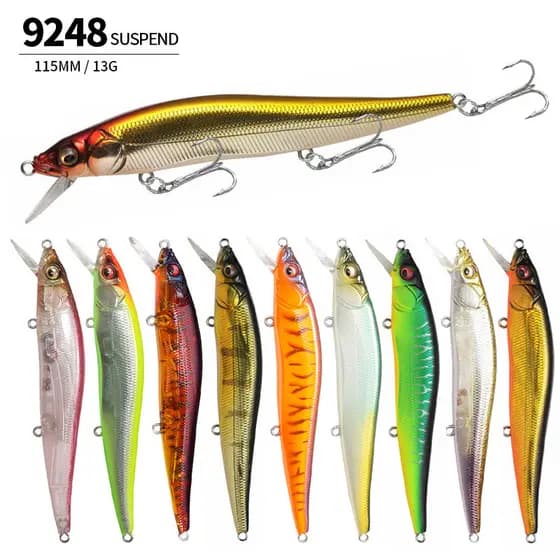 Novo produto minnow isca de pesca 115mm/13g com contas de anel flutuante minnow simulação isca falsa isca dura 9248