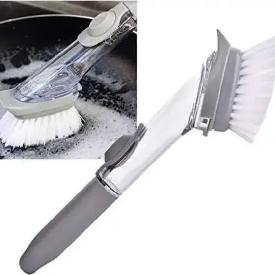 ESCOVA MULTIUSO PARA LIMPEZA COM RASPADOR CABO DISPENSER DE PLASTICO 40ML CLEAN TECH