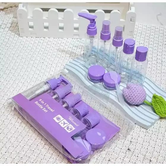 Kit Viagem Higiene Frascos Spray Portatil Uso em Geral Para Creme Shampoo Gel Perfume Alcool 8/9 Pçs—