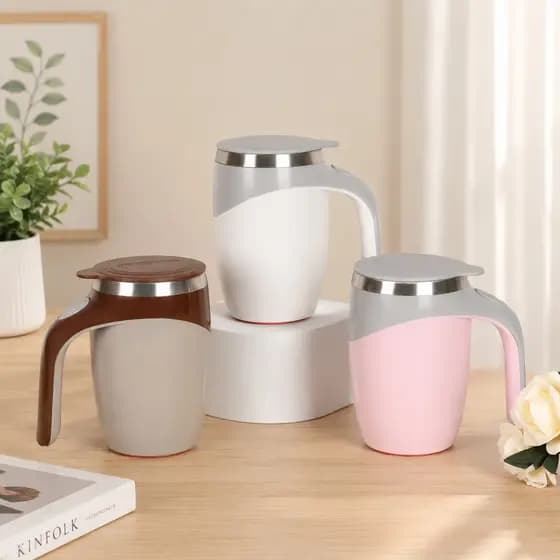 Caneca Elétrica Misturadora Automática 380ml com Bateria Recarregável USB para Café e Bebidas