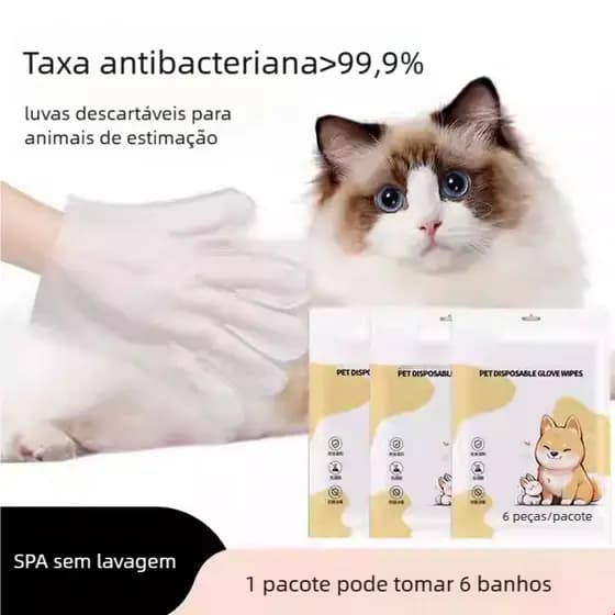 Novas luvas para gatos; luvas para banho de gatos; luvas descartáveis para pets; luvas umedecidas para cães; luvas
