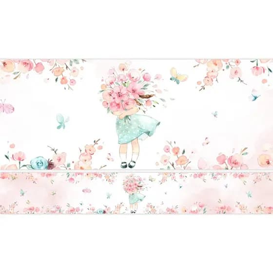 Faixa Decorativa Parede Para Quarto De Bebê Infantil Menina Aquarela