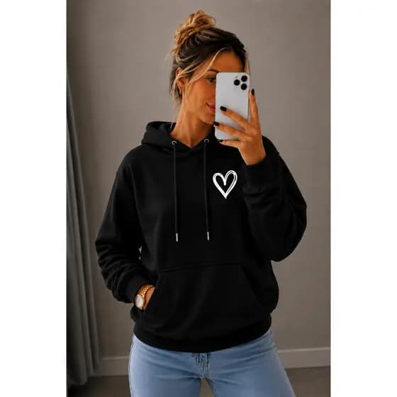 Blusa De Frio Feminina Moletom Com Capuz Canguru Casual Confortável Inverno