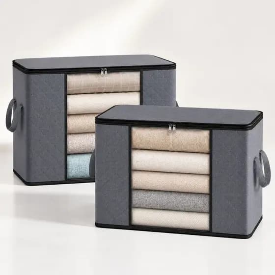 Kit 02 saco Organizador Dobrável Grande Para Guarda-roupa E Edredom