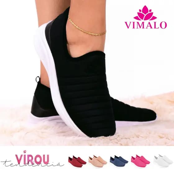 Tênis Feminino Meia Calce Fácil Slip On Mãe e Filha para Caminhada Vl-02