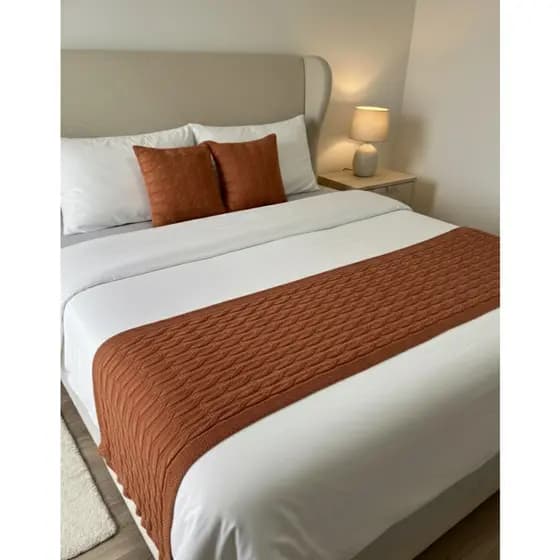 Peseira Manta Trança Decorativa Sala Cama Queen Sofá Tricot 230x60cm Decoração Tricô