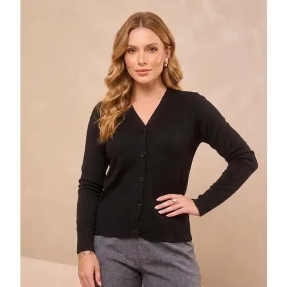 Casaco Feminino Aberto Botões Inverno Tricot Blusa De Frio Moda Feminina Cardigan Tricô Leve
