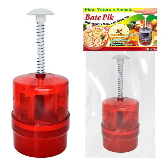 Bate Pik - Processador Manual de Alimentos - Pica, Tritura e Amacia - Para Vinagrete, Salada de maionese, arroz a Grega.