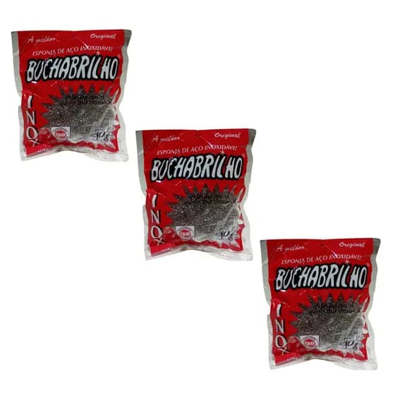 Kit Buchas Brilho - Esponja de aço inox - inoxidável - Para Arear e Dar Brilho nas Panelas e Alumínios - Original