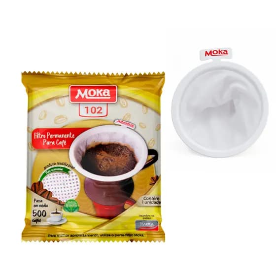 Kit Filtro Permanente para Café - Moka - Tamanho 102 e 103 - TNT - Feltro Sintético - Passa 500 café - Coador de café