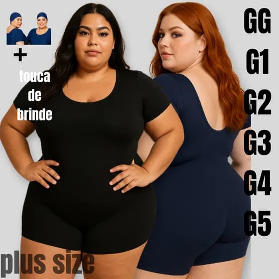 Maiô Macaquinho Plus Size com Manga – Natação & Hidroginástica Moda Evangélica + Touca Feminina