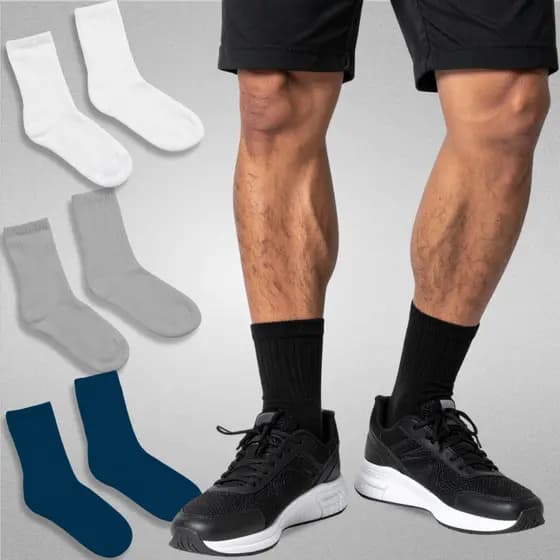 Kit Até 12 Pares Meia Masculina Cano Médio Academia Treino Respiravel Em Cores Sortidas