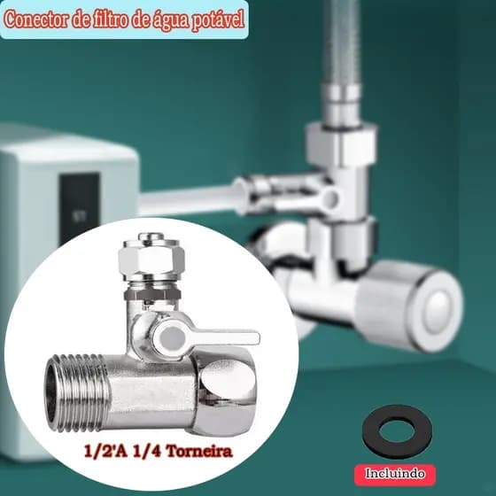 Adaptador Válvula Conexão Filtro Purificador de Água com Registro