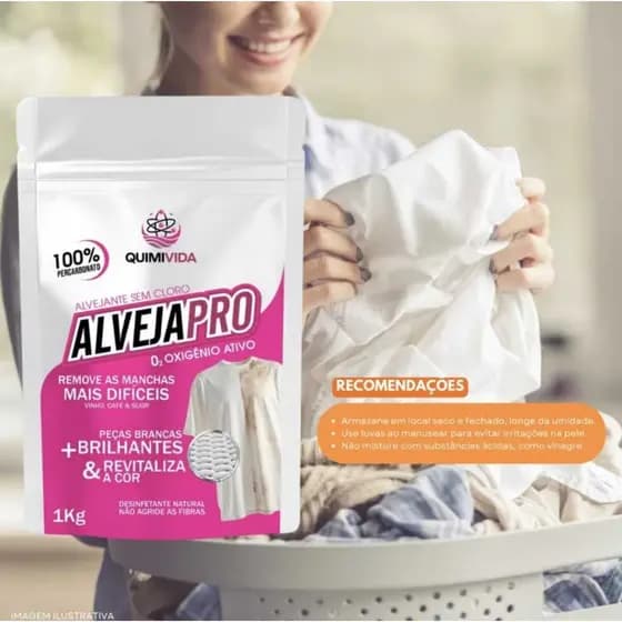 Percarbonato, Clareador, Branqueador, Tira Manchas, Alvejante Em Pó 1kg Pronto Para Uso