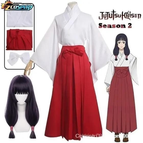 Fantasia de Cosplay Anime Jujutsu Kaisen Iori Utahime, Kimono, Peruca, Conjunto Completo de Uniforme para Mulheres MJBR