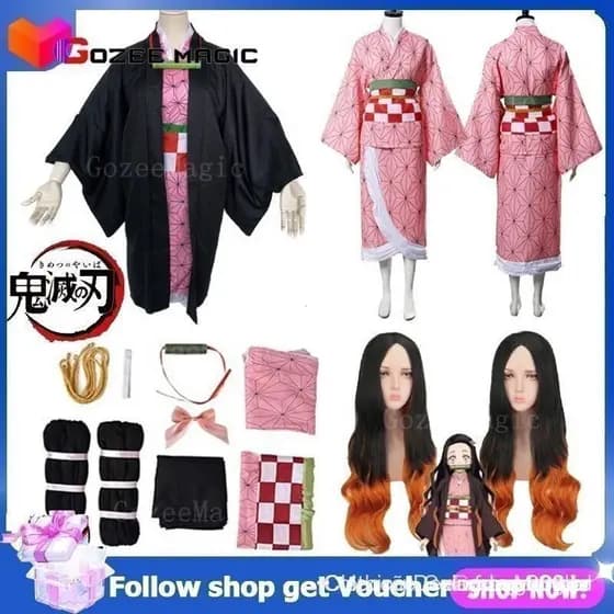 Fantasias de Cosplay do Anime Demon Slayer Kamado Nezuko para Adultos e Crianças, Roupas de Halloween Kimetsu No Yaiba Y