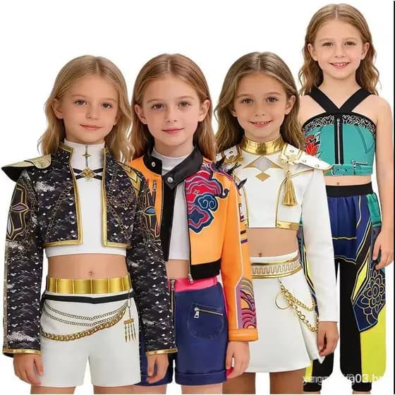 Fantasia de Cosplay Kpop Caçadores Rumi Mira Zoey para Meninas, Uniforme de Ídolo Infantil, Roupa de Roleplay, Vestido 0