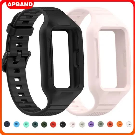 Capinha Capa Pulseira Para Relógio Smartwatch Huawei Band 10 9 8 7/ Samsung Fit 3 Strap Case De Suave Silicone Esporte