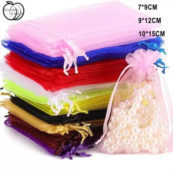 Kit 5/10/25 Un Saco Saquinho Organza Tule Saquinho-Multiuso Casa,Lembrancinhas e Decoração Sacos Festa Casamento