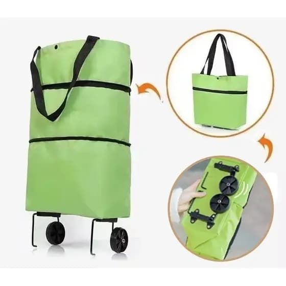 Shopping Cart Waterproof Supermarket Shopping Foldable With 2 Reinforced Wheels Up To 30 Kg With Bag And Large Wheels