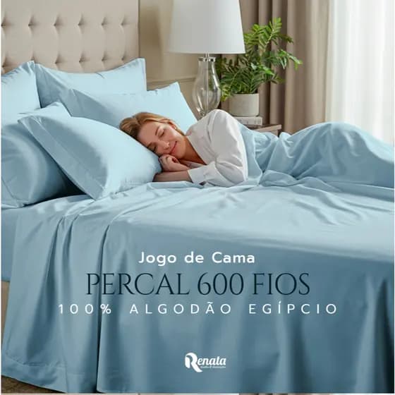 Jogo de Cama Casa Di Valle Percal 600 Fios 100% Algodão Egípcio Solteiro S/ Elástico 2 Peças